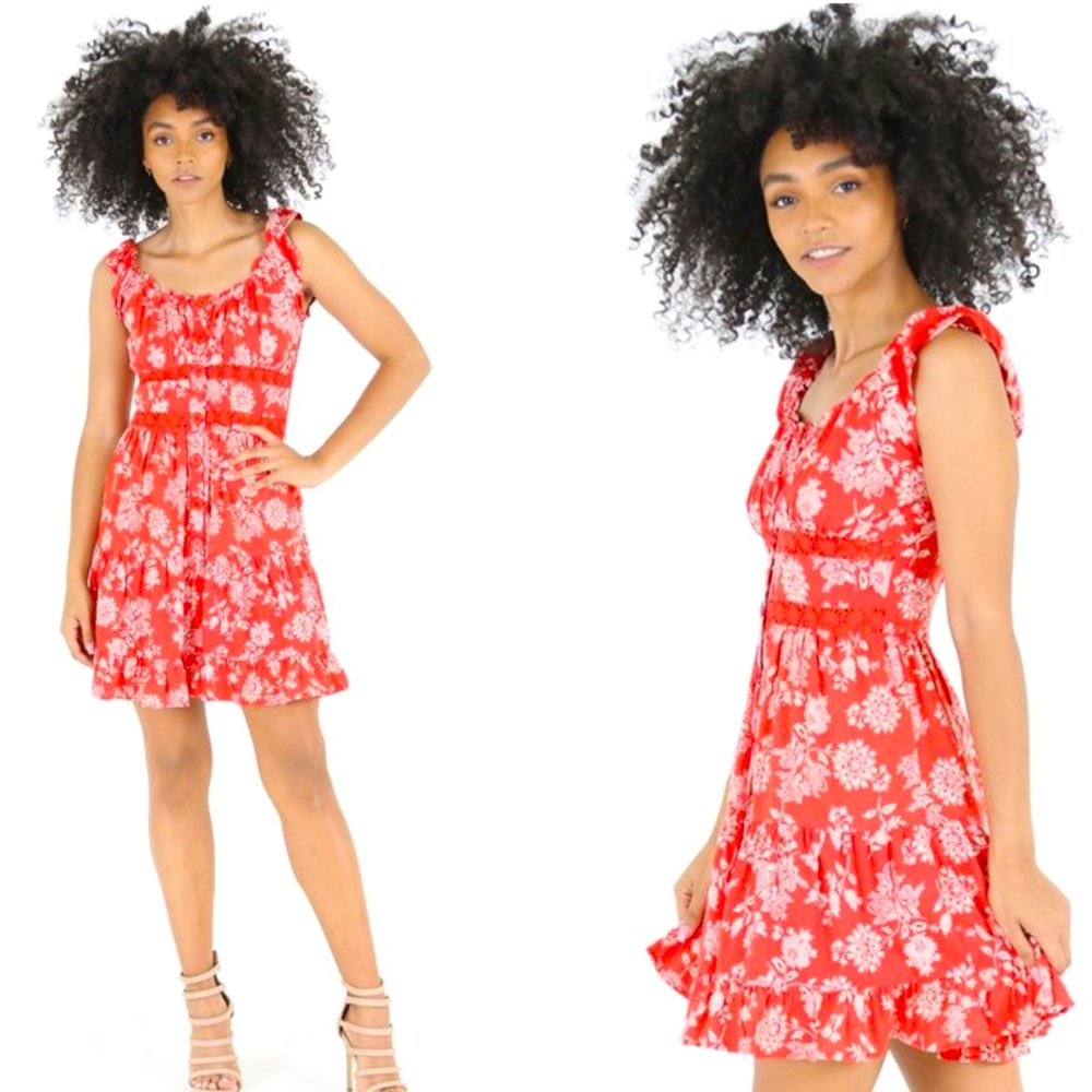 Red Floral Mini Summer Sundress